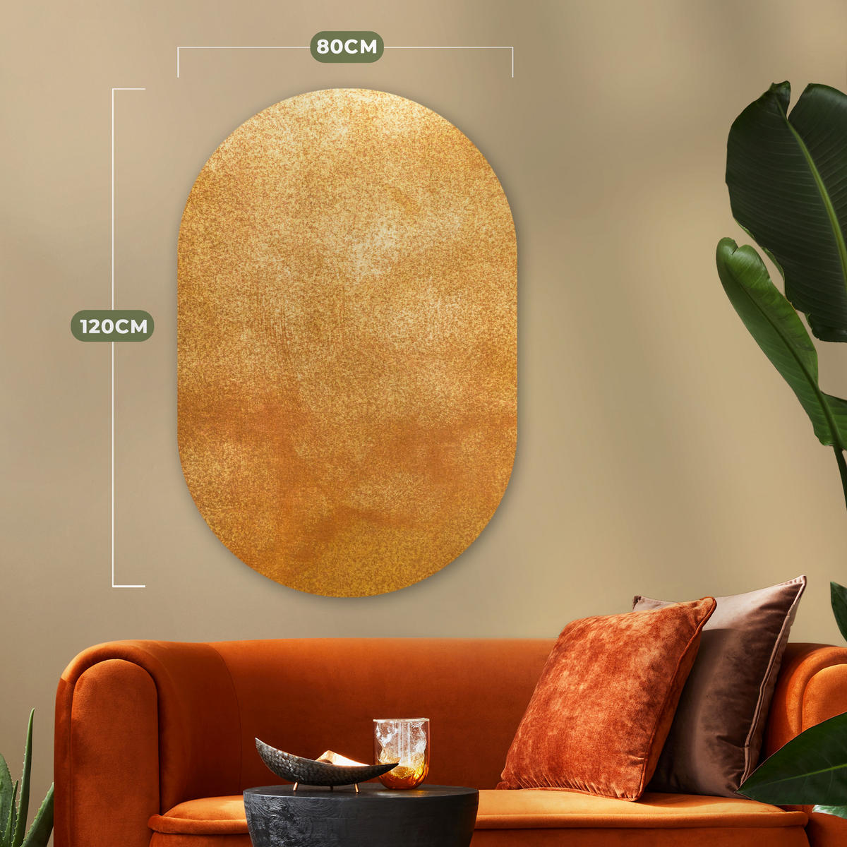 WANDBILD Eisen - Rost - Gold - Metall - Luxus 80x120 cm - Goldfarben, Kunststoff (80/120cm) - MuchoWow