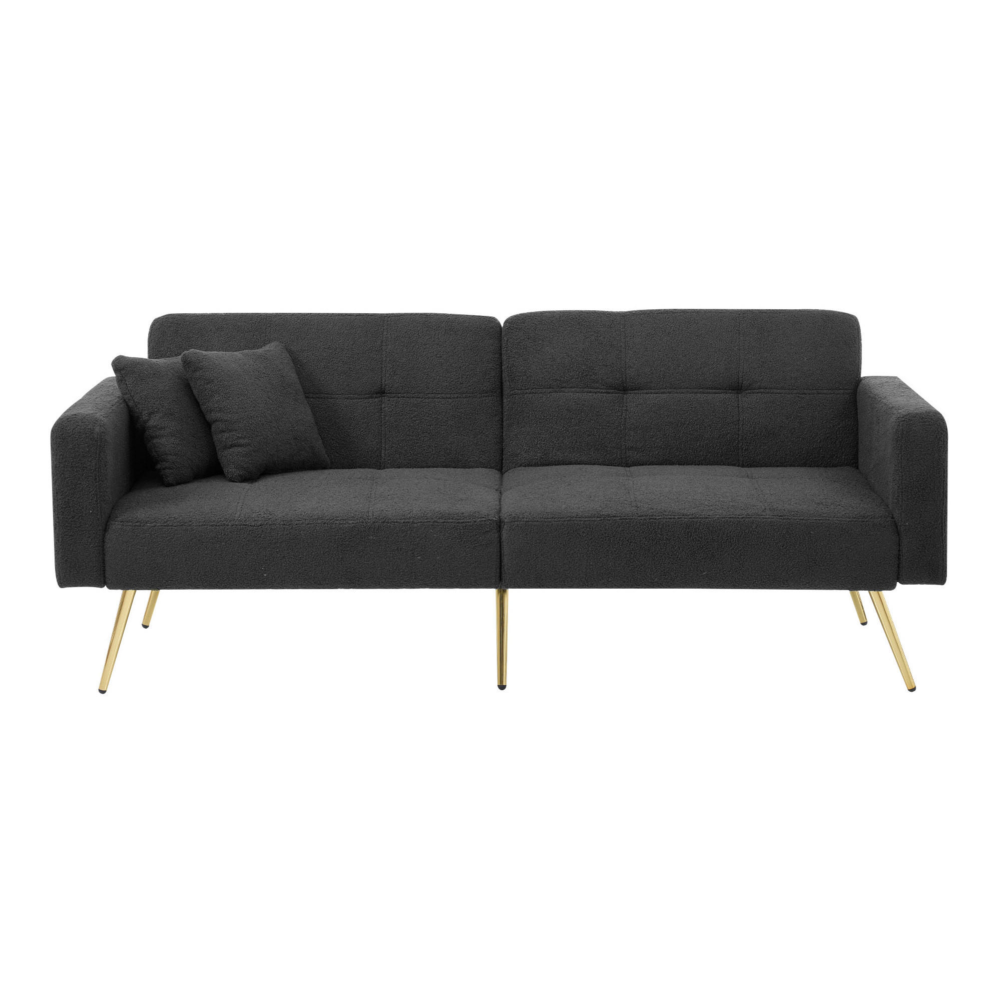 Modfu ROZKLÁDACÍ pohovka z látky s beránkovým efektem 175x64x72 cm antik šedá s polohováním, lůžkem a bočními kapsami