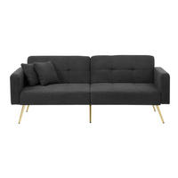 SCHLAFSOFA aus Lammwollstoff 175x64x72 cm Antikgrau mit verstellbarer Rückenlehne und Bettfunktion - Dunkelgrau, Kunststoff (64/72/175cm) - Modfu