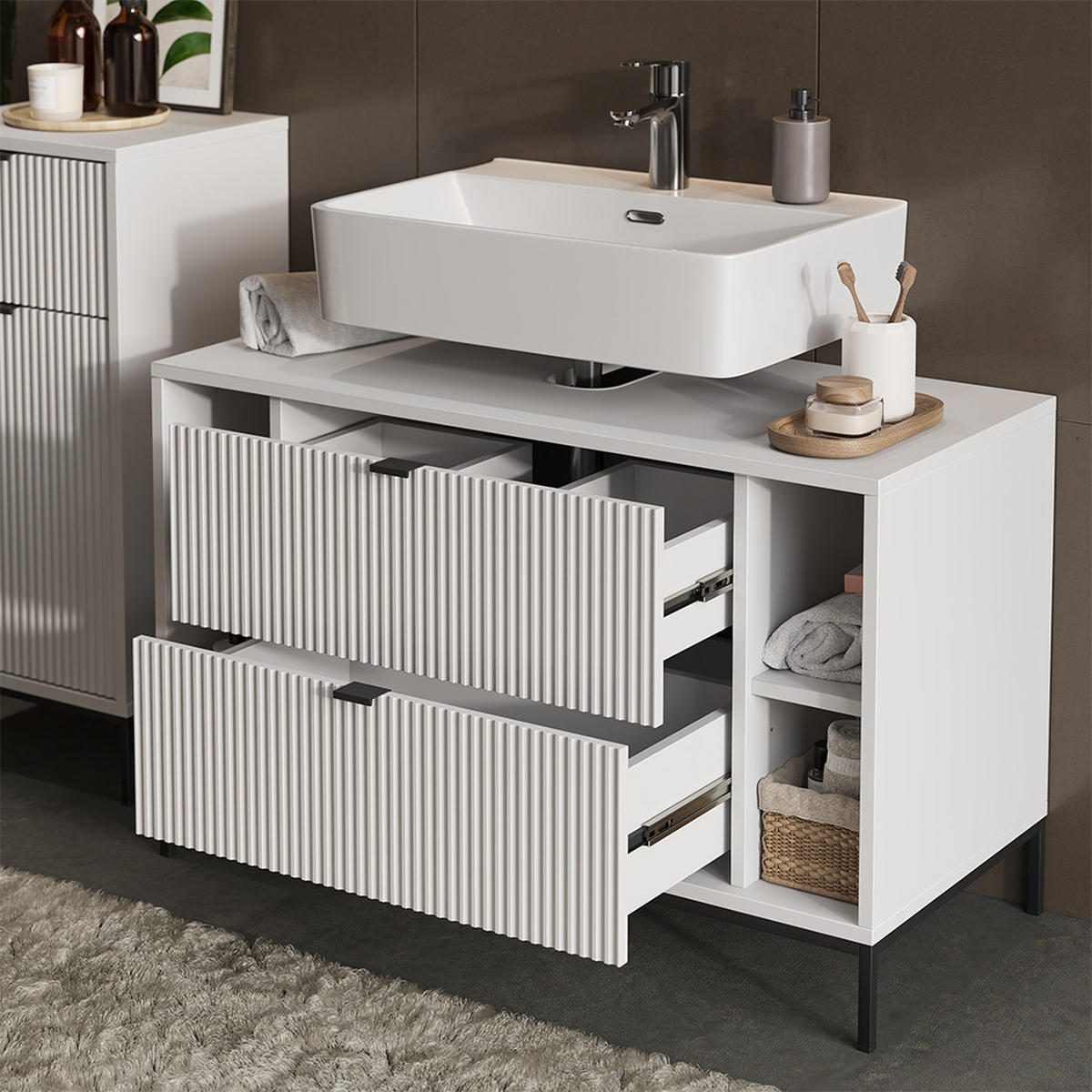 KOUPELNOVÝ NÁBYTEK Eliza Bílá - bílá, kompozitní dřevo (100/63/45.1cm) - Vicco