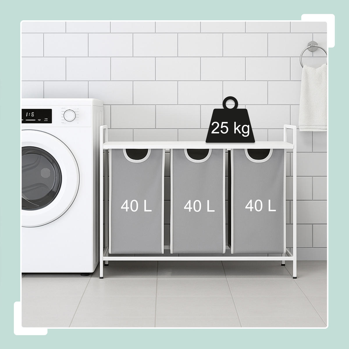 WÄSCHESAMMLER - Multicolor, Holzwerkstoff/Textil (92.5/72/33cm) - Relaxdays