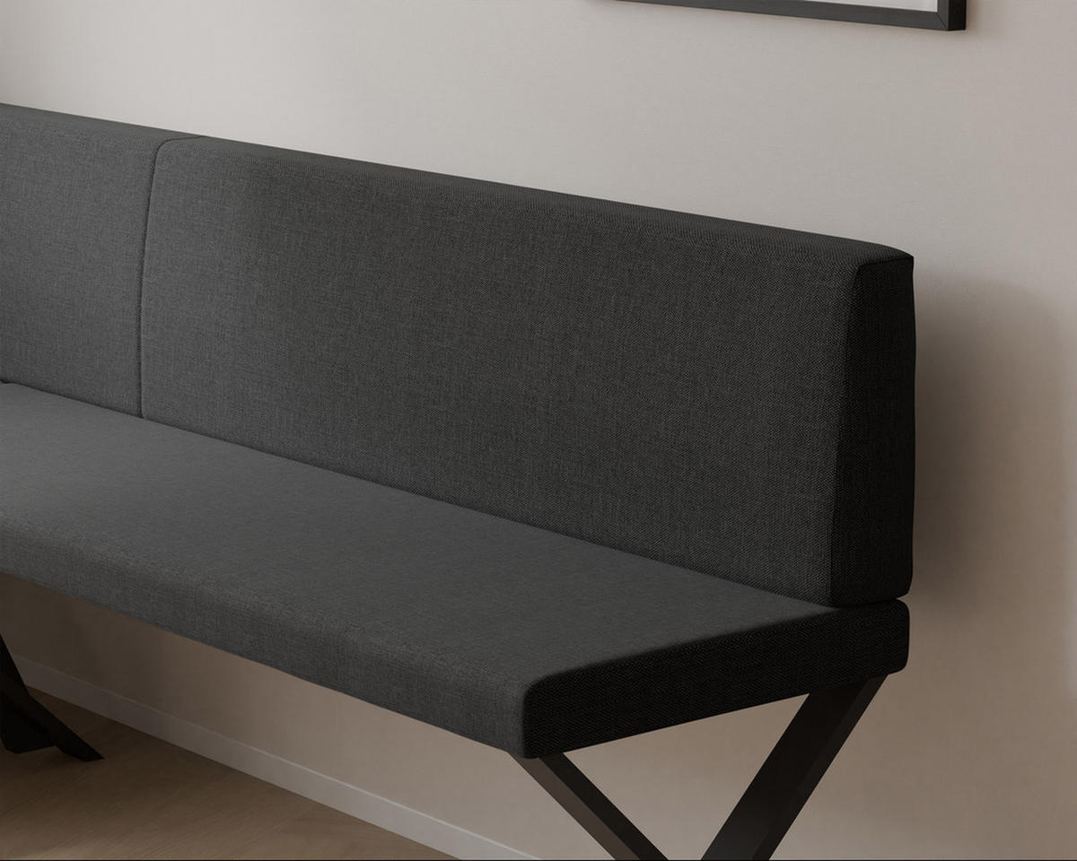 ECKBANK links VERO X Webstoff glatt, 142/196 cm Anthrazit - Anthrazit, Textil/Metall (142/196cm) - Idohome