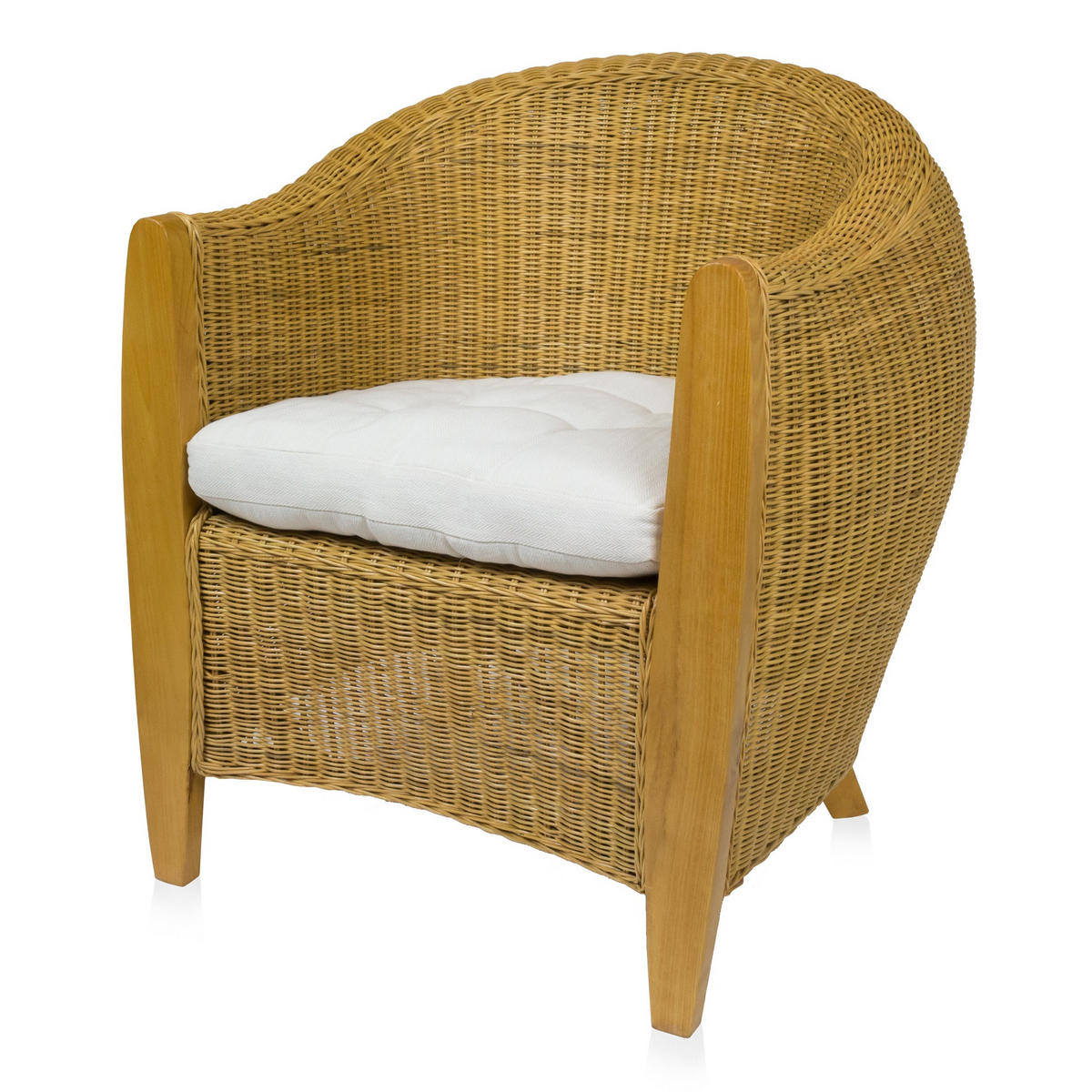 SESSEL Bari Rattansessel - Hellbraun, Holzwerkstoff (74/83/75cm) - Sedex