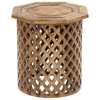 BEISTELLTISCH Mangoholz dunkler Holzfarbton rund 42 cm Khanpur - Dunkelbraun, Holz (42/42/46cm) - Beliani