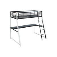 HOCHBETT mit Schreibtisch - 90 x 190 cm - Schwarz & Weiß - MALICIA - Schwarz, Metall (138/200cm) - Vente-Unique