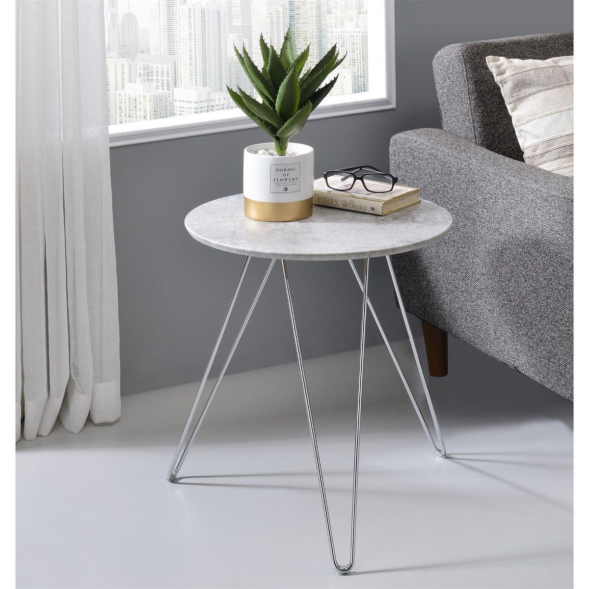 BEISTELLTISCH BENNO - Grau, Holzwerkstoff (48/48/56cm) - IDIMEX