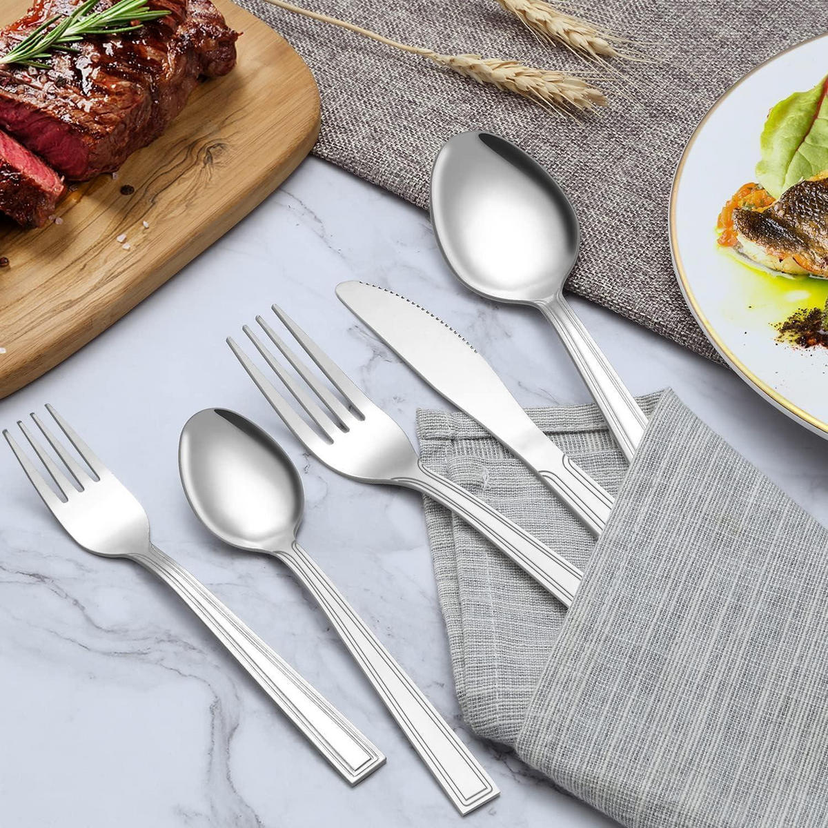 BESTECKSET 72-teilig für 12 Personen Edelstahl spülmaschinenfest silberfarben - Silberfarben, Metall