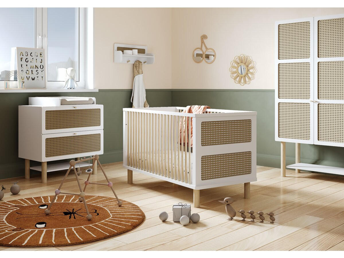 WICKELKOMMODE 2 schubladen und 1 regal - ochna 89,8/55,1/86,8 cm - Weiß, Holzwerkstoff (90/86.8/55cm) - Habitat Garten