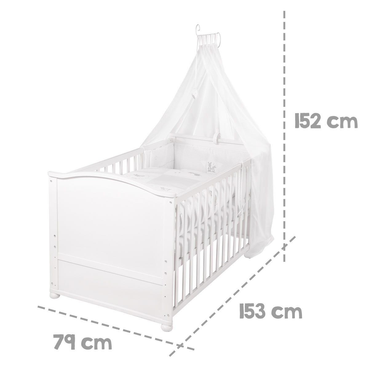 BABYBETT Hase 70 x 140 cm weiß - Weiß, Holzwerkstoff (70/140cm) - Roba