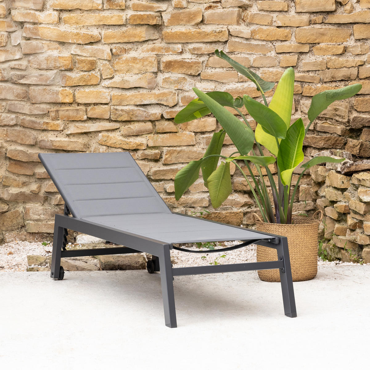 SONNENLIEGE Barbados Grau und Anthrazitgrau - Grau, Metall (61/95/198cm) - Happy Garden