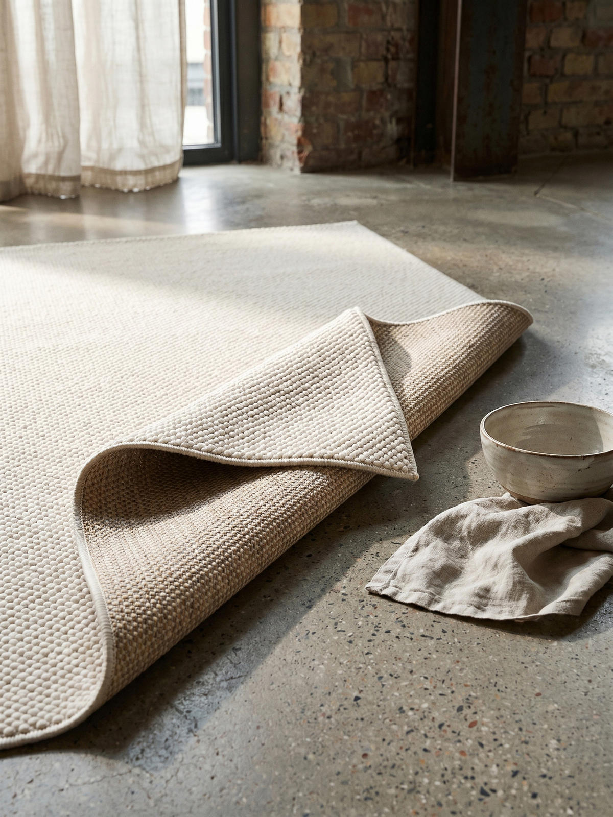 TEPPICH Flachgewebe LANGAU in Creme, meliert, 60 x 110 cm - Beige, Textil (110/60cm) - KADIMA DESIGN