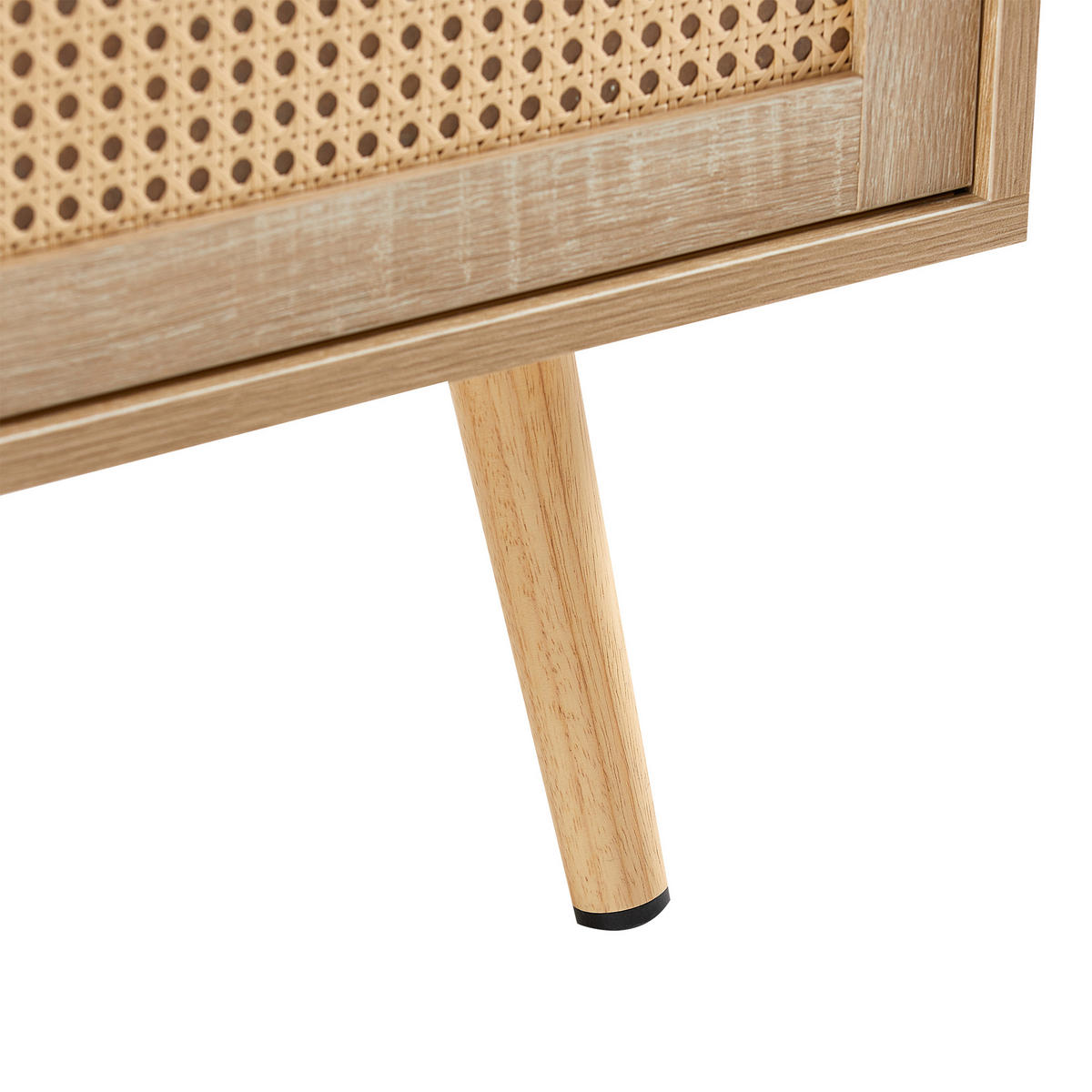 KONFERENČNÍ STŮL v přírodní barvě, ratanový stolek s posuvnými dvířky, do obývacího pokoje, 105 × 55 × 40 cm - přírodní, kompozitní dřevo (55/105/40cm) - STILVORA