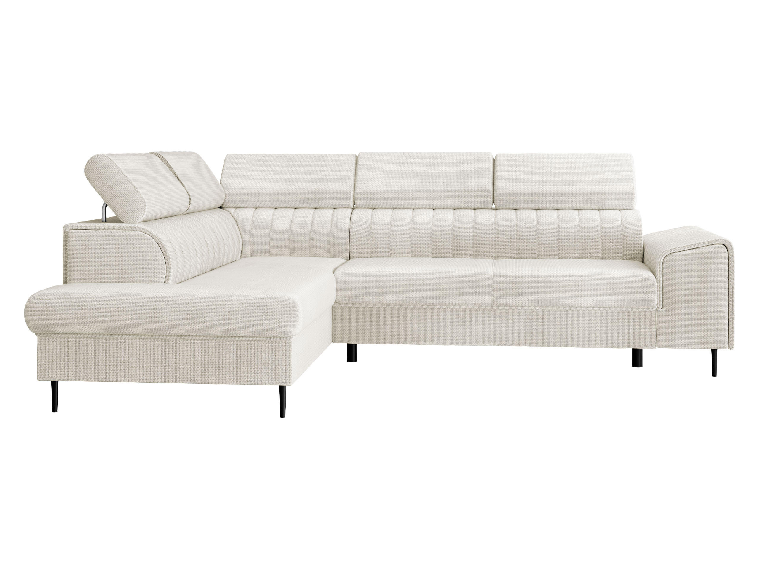 ECKSOFA Kadurin, Seite: Links - Creme/Schwarz, Holz/Kunststoff (276/206cm) - MIRJAN24