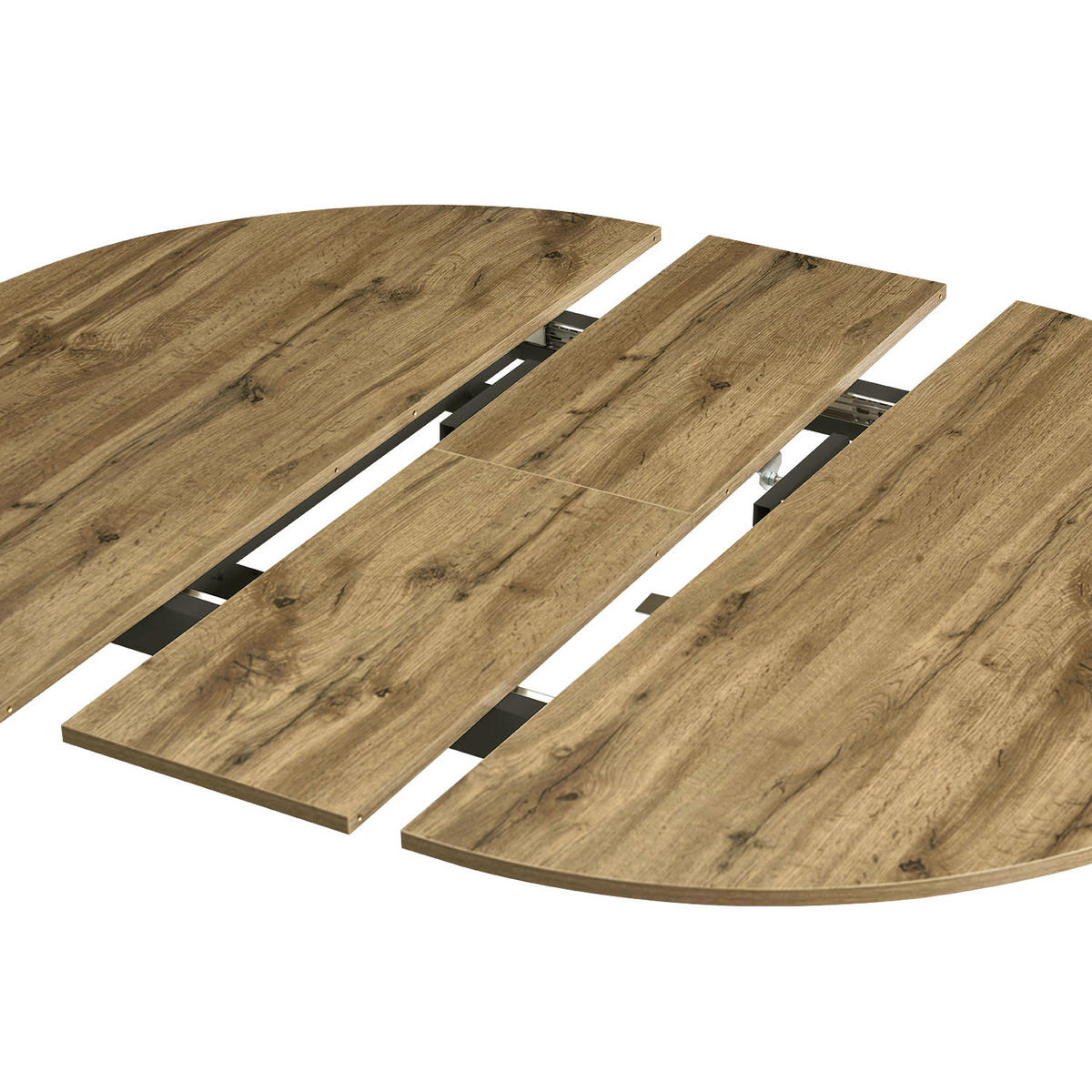 ESSTISCH TILL 120-150/120/76 cm Rund Eiche - Eichefarben/Schwarz, Holzwerkstoff (120/120/76cm) - B&D Home