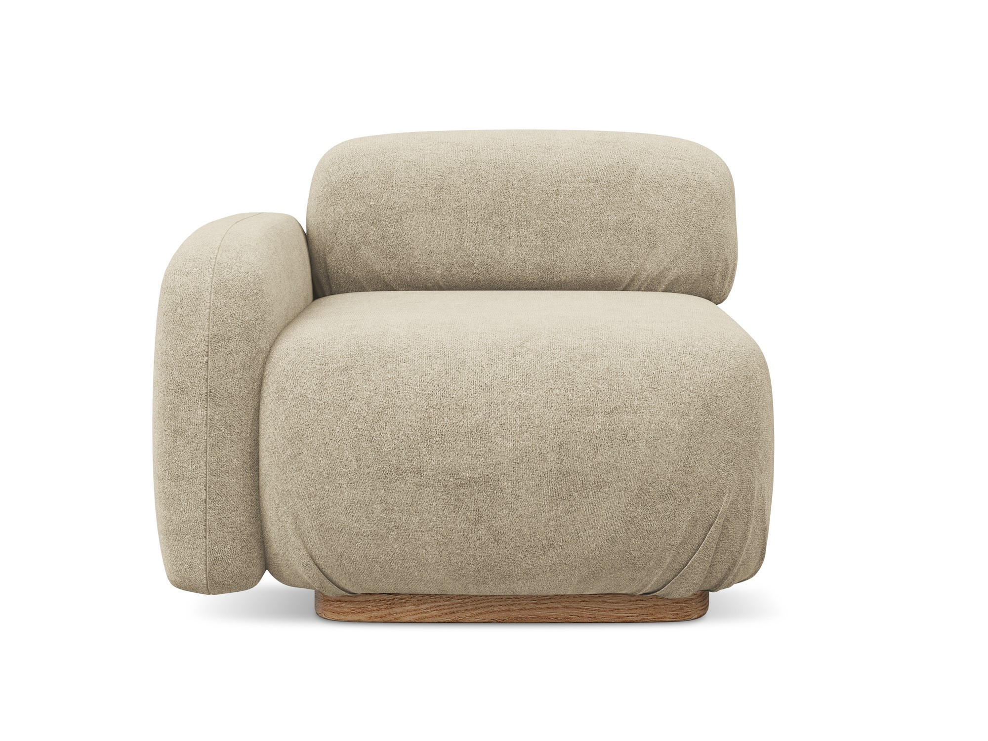 SOFAELEMENT Links Bouclé Stoff Beige - Beige/Braun, Holz/Textil (95/73/95cm) - Makamii