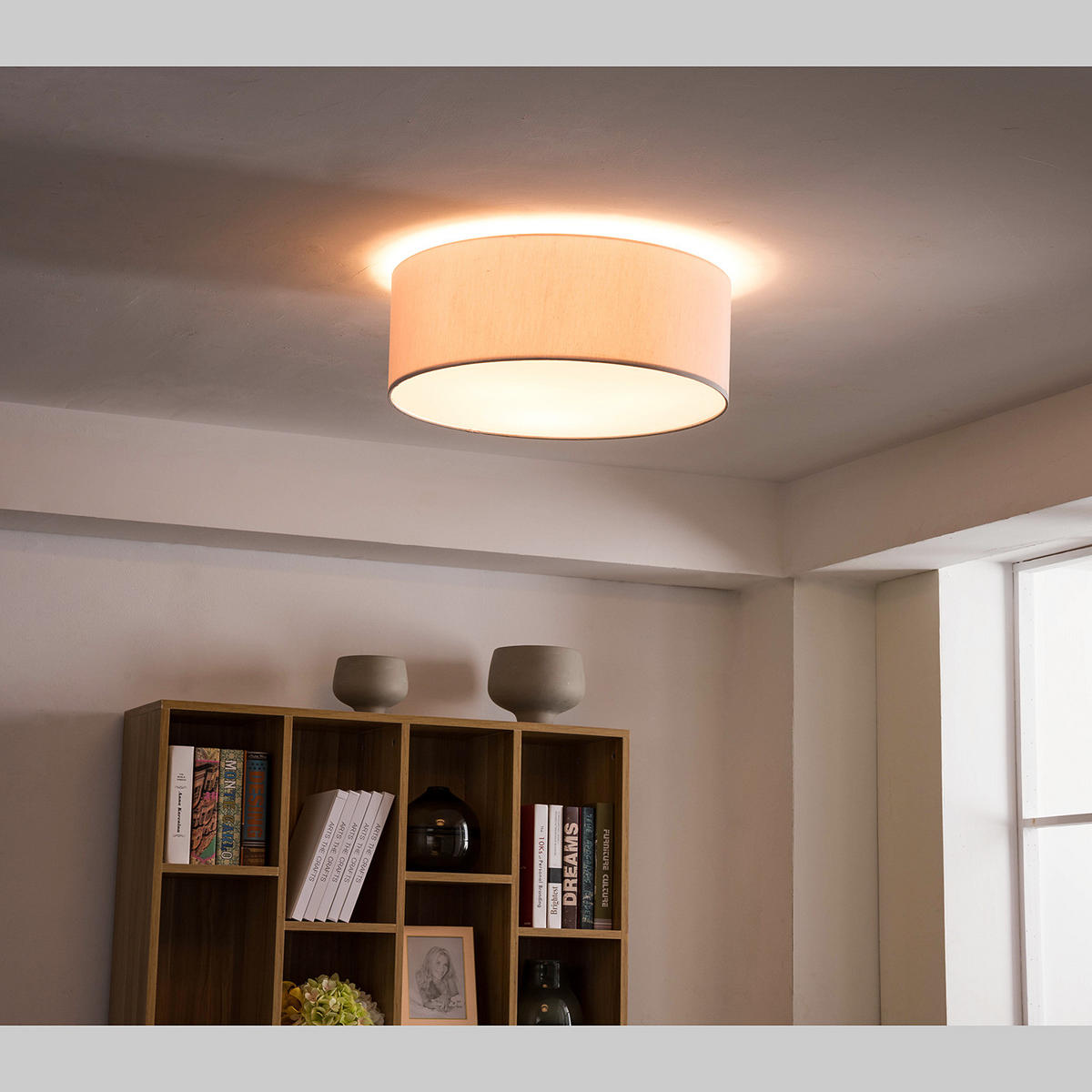 DECKENLEUCHTE - Baumwollstoff / Eisen, 3-flammig - Weiß, Glas (50/50/21cm) - home24