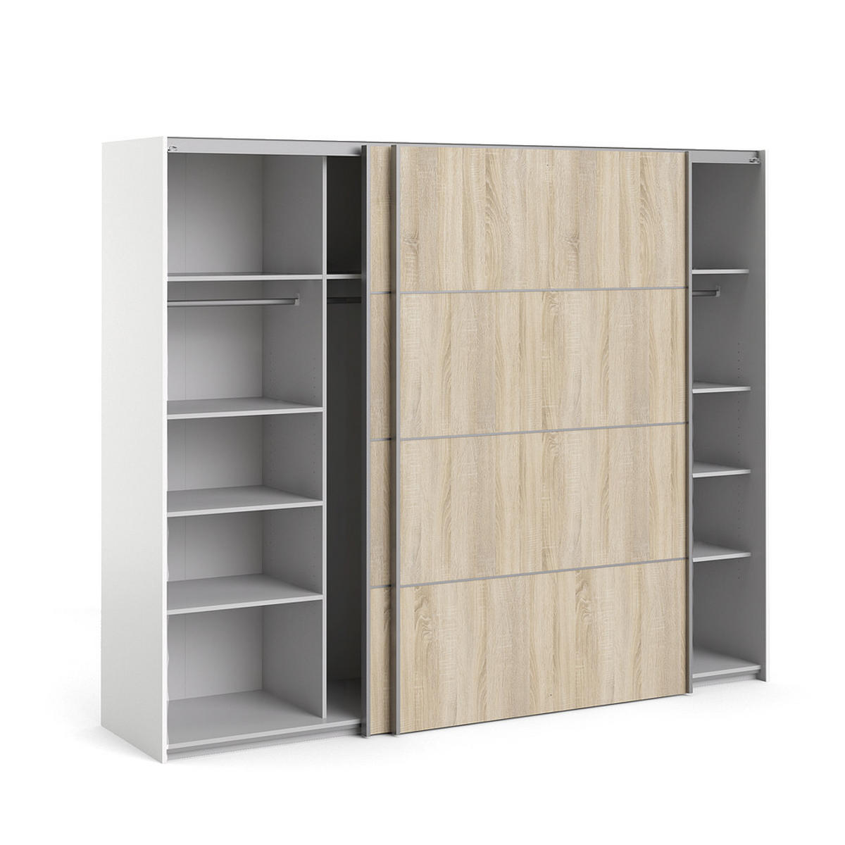 SCHWEBETÜRENSCHRANK Eiche Dekor - Beige, Holzwerkstoff (243/202/64cm) - ebuy24