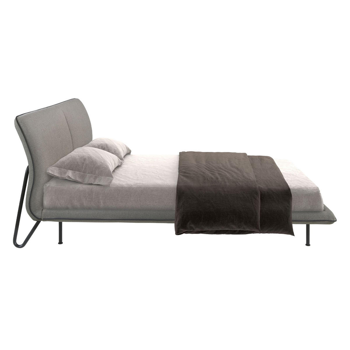 BETT aus Stoff 200/237/96 cm - Dunkelgrau/Schwarz, Holz/Textil (180/200cm) - ANGEL CERDA