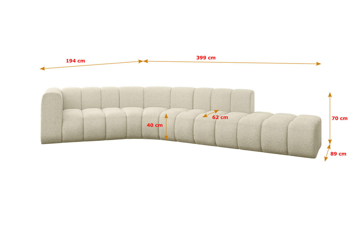 ECKSOFA modulares Sofa Tilmo-L1 - 399x194x70 cm Beige - Beige, Holzwerkstoff/Textil (399/194cm) - ALTDECOR