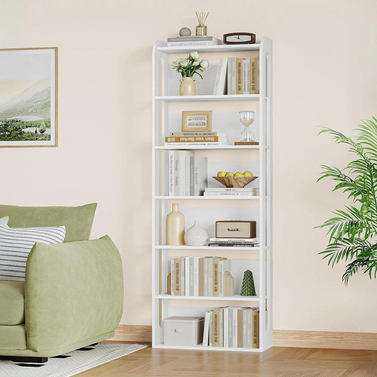 BÜCHERREGAL 7-stöckig Holz weiß 24 x 60 x 182 cm - Weiß, Holzwerkstoff (60/182/24cm)