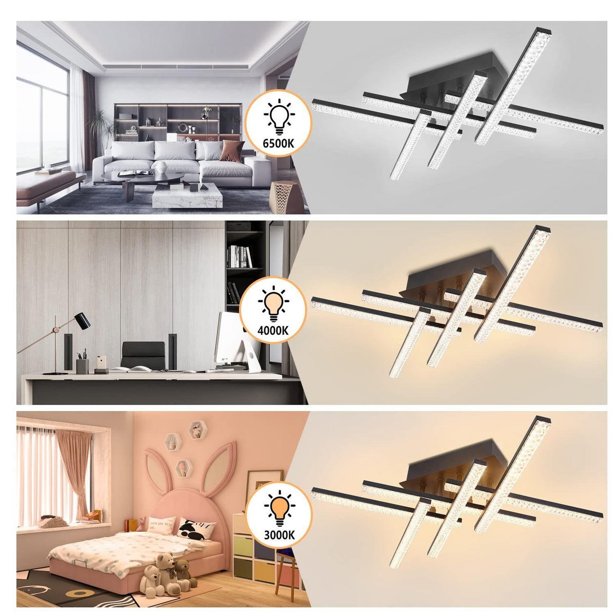 LED-DECKENLEUCHTE Orvyn 13/36/50 cm - Schwarz, Metall (36/13/50cm) - ZMH