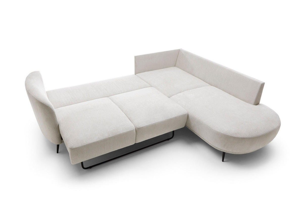 ECKSOFA ALPI Creme Chenille mit Schlaffunktion - Creme, Holz (262/220cm) - MASSENO