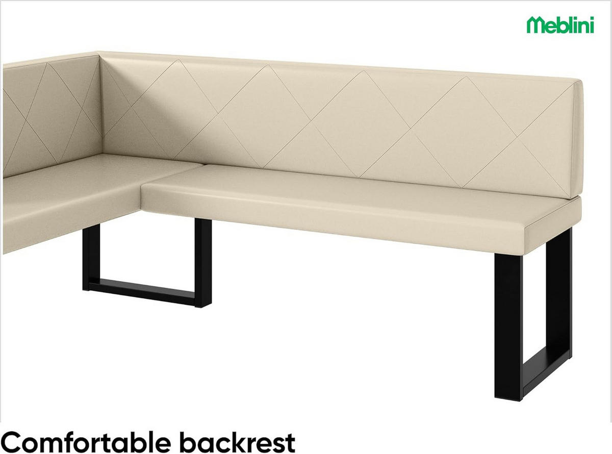 ECKBANK ERIC_U - Creme, Leder (128/168cm) - Meblini
