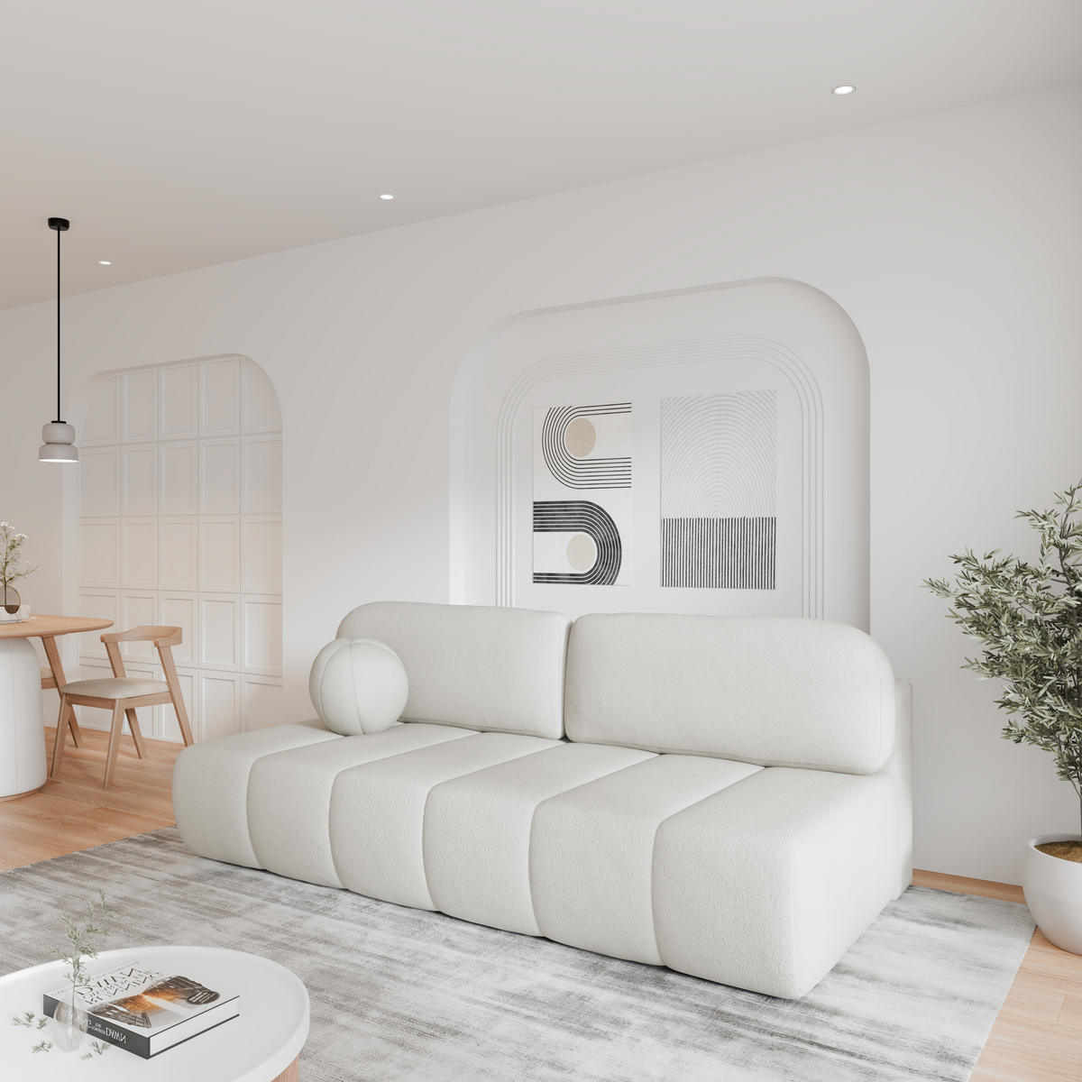 SCHLAFSOFA - Fluffy - Weiß (Anthology 1) - Weiß, Holz (210/88/104cm) - Möblo