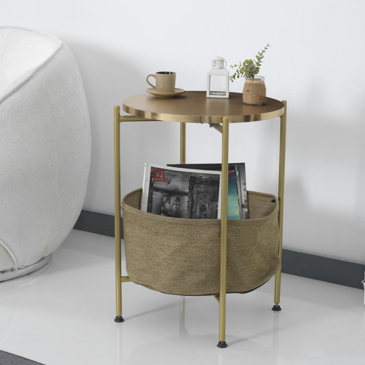BEISTELLTISCH Suonenjoki - Goldfarben, Holzwerkstoff (47/47/59cm) - [en.casa]