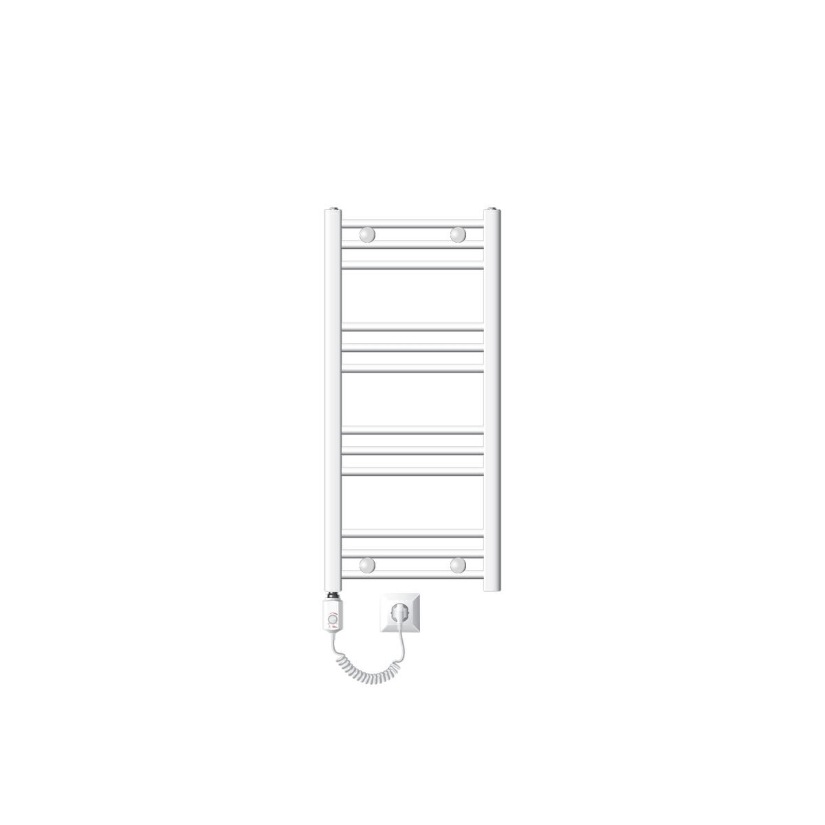 BADHEIZKÖRPER elektrisch Sahara 400x800 mm Weiß gebogen mit Heizstab 300W - Weiß, Metall (3/80/40cm) - LuxeBath