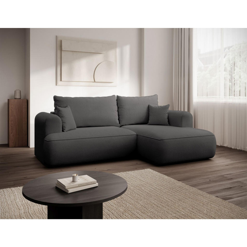 Thumbnail - Selsey Eckschlafsofa, Dunkelgrau, Textil, 4-Sitzer, Ottomane rechts,L-Form, 238x156 cm, Wohnzimmer, Sofas & Couches, Woh...