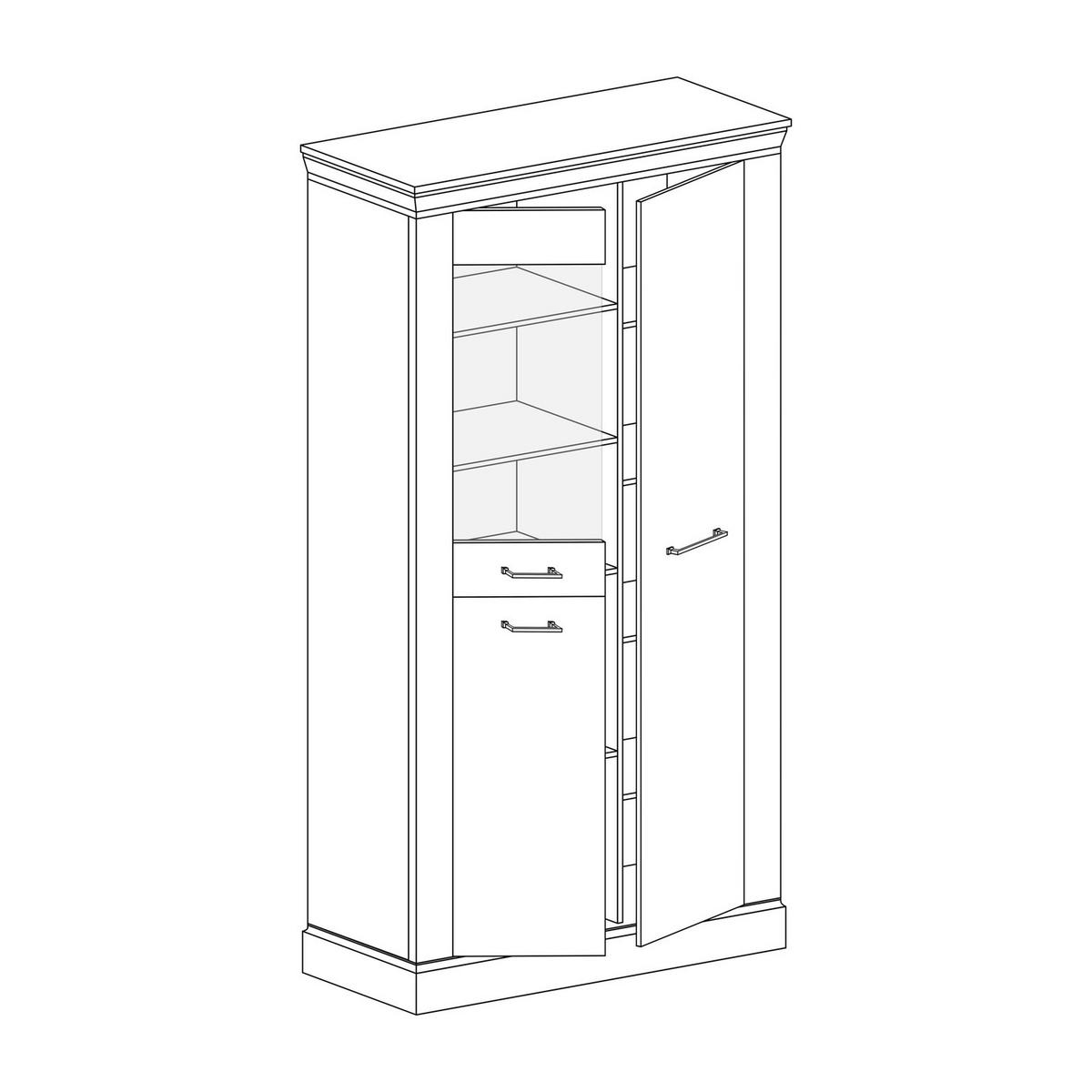 VITRINE Antica New AN-10 97 x 198 x 42 cm Kraft Gold - Wildeiche, Holzwerkstoff/Metall (97/198/42cm) - Koseto