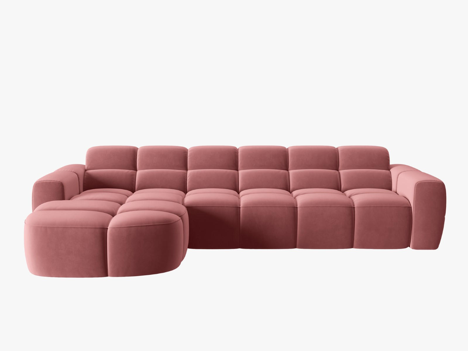 ECKSOFA links Lisa aus Samt lachs 4 Sitzplätze - Dunkelrosa, Textil (170/310cm) - Micadoni