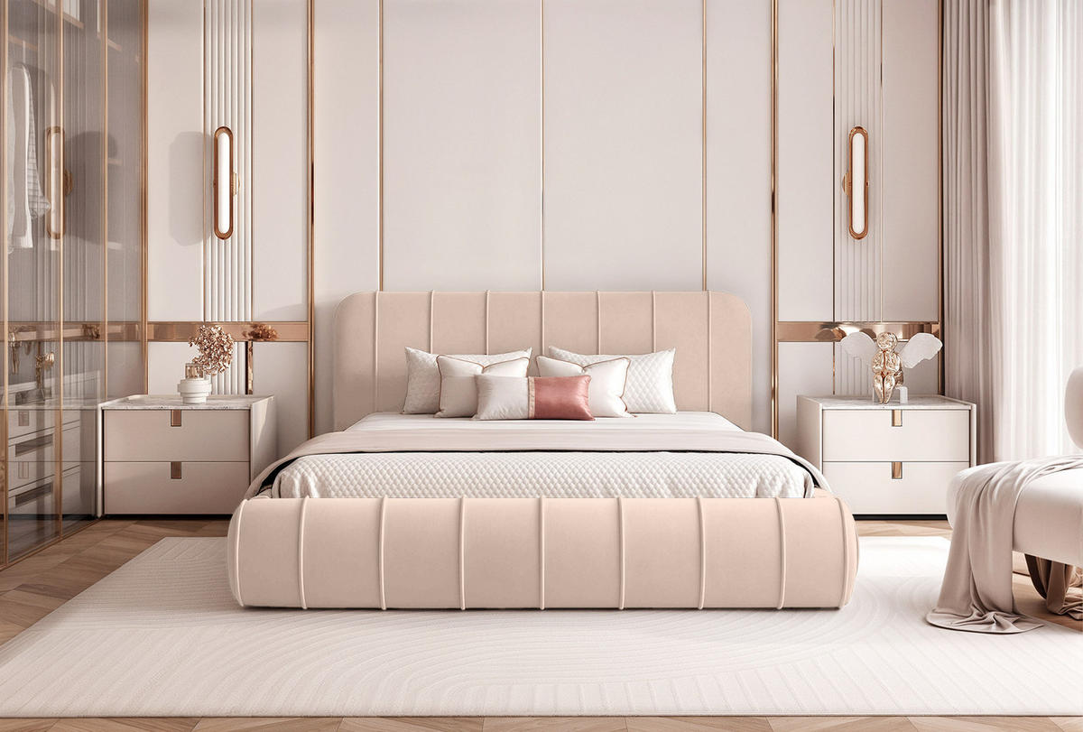 POLSTERBETT TIRO 160x200 cm, Beige - Beige, Textil (200/160cm) - Fedve