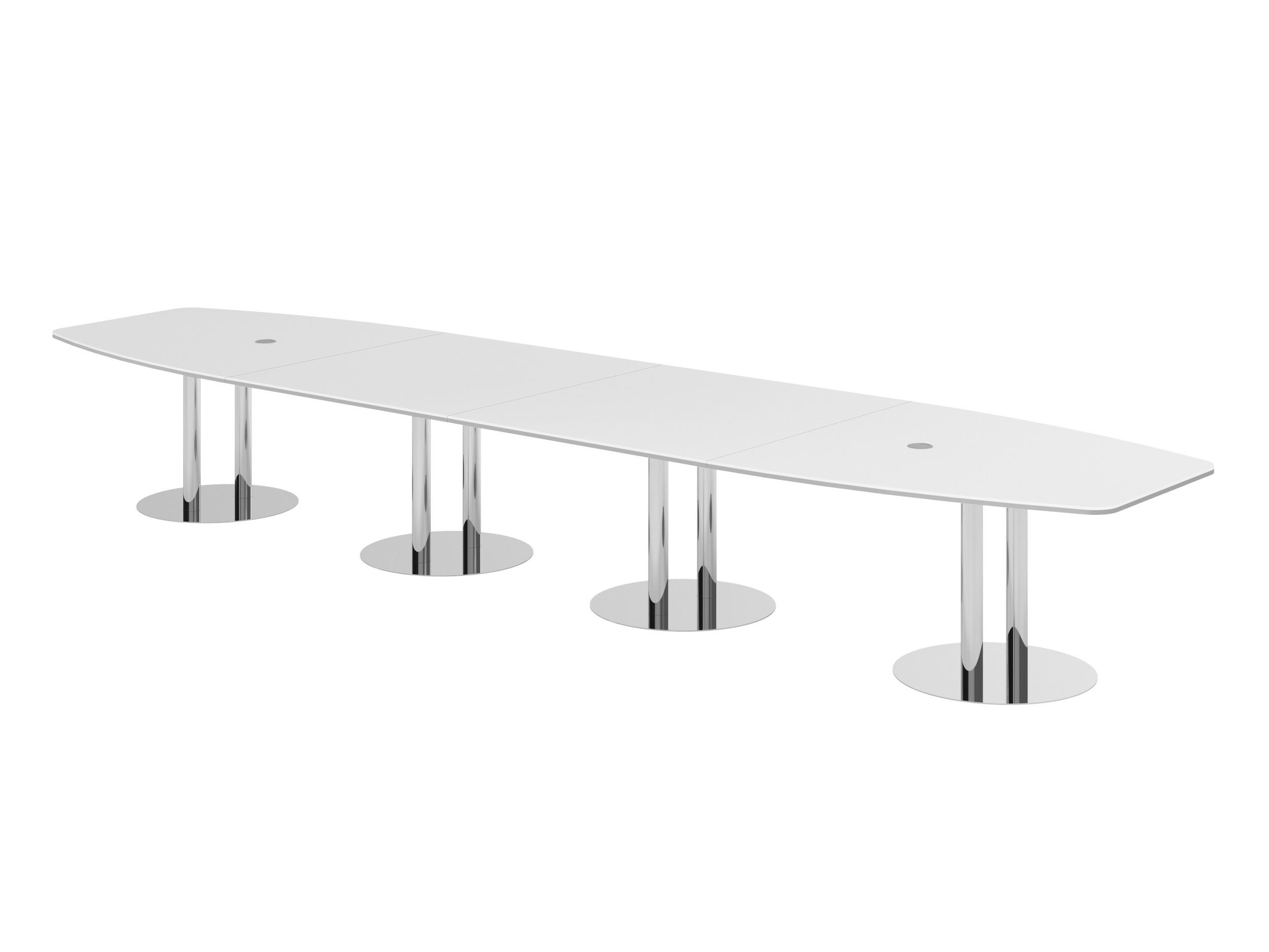 KONFERENZTISCH XXL KT52 130/520/74 cm in Weiß/Chromsäulen - Chromfarben/Weiß, Holzwerkstoff (130/520/74cm) - bümö