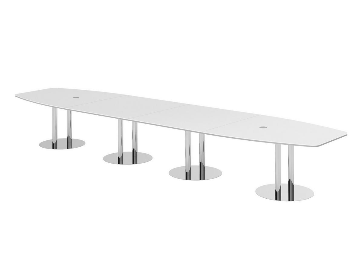 KONFERENZTISCH XXL KT52 130/520/74 cm in Weiß/Chromsäulen - Chromfarben/Weiß, Holzwerkstoff (130/520/74cm) - bümö