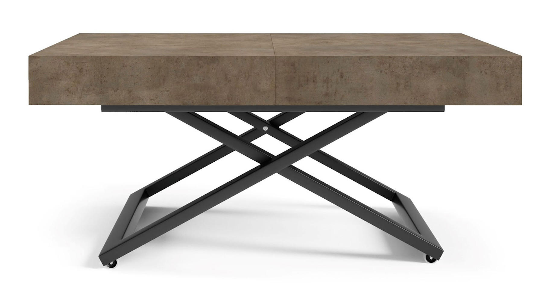 COUCH-/ESSTISCH Sanna U Chicago Concrete dunkelgrau 120 - 200 / 80 / 27 - 80cm - Dunkelgrau/Schwarz, Holz/Holzwerkstoff (80/120/27cm) - Feldmann-Wohnen