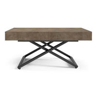 COUCH-/ESSTISCH Sanna U Chicago Concrete dunkelgrau 120 - 200 / 80 / 27 - 80cm - Dunkelgrau/Schwarz, Holz/Holzwerkstoff (80/120/27cm) - Feldmann-Wohnen