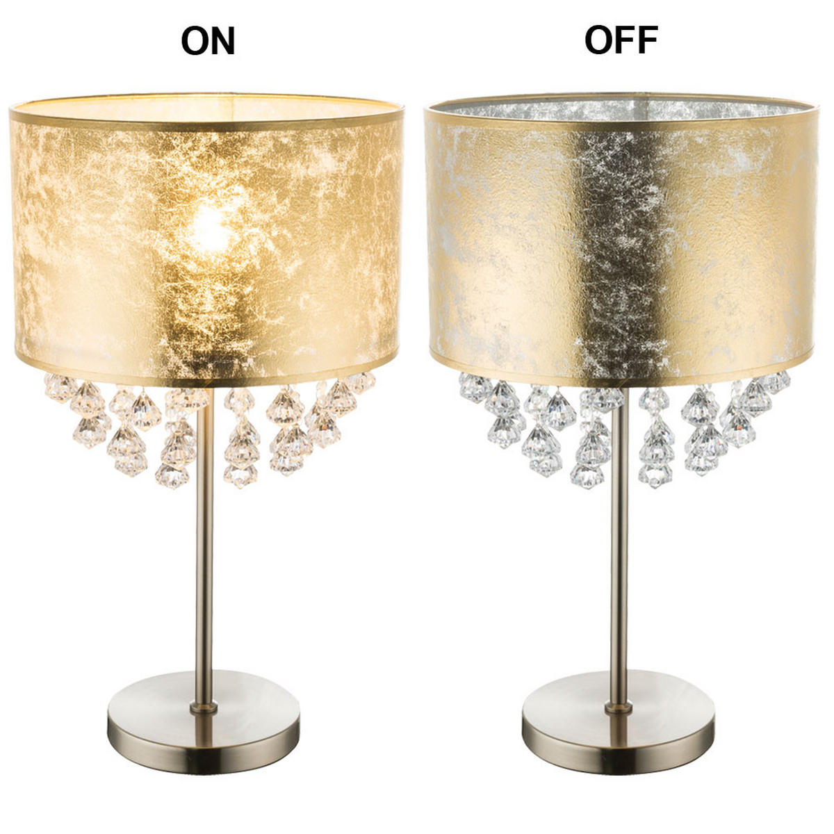 LED TISCHLEUCHTE Metall Gold Textil - Goldfarben, Metall (32/32/56cm) - Globo Lighting