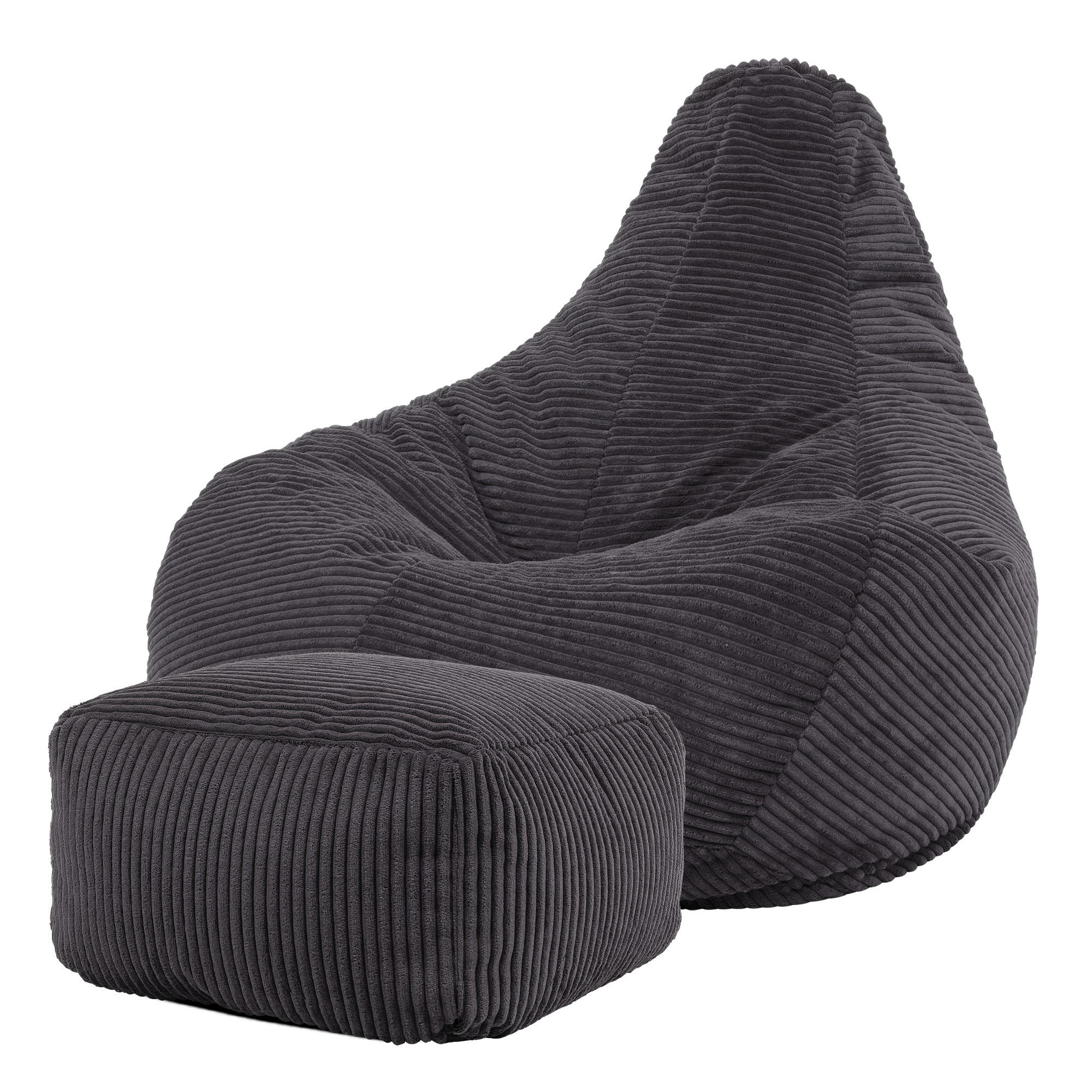 SITZSACK Dalton mit Hocker - Dunkelgrau/Anthrazit, Textil (90/73/84cm) - icon