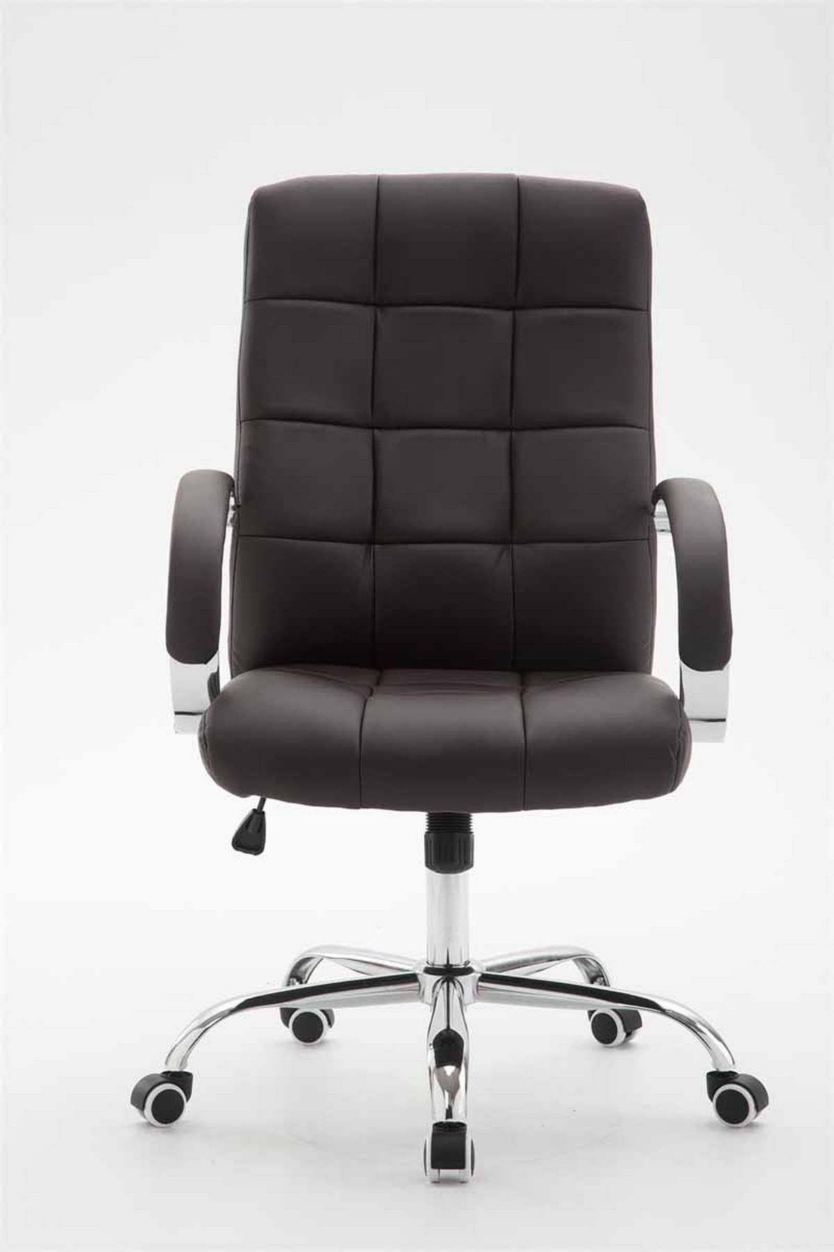 CHEFSESSEL Lederlook braun - Chromfarben/Braun, Textil/Metall (54/105/51cm) - CLP