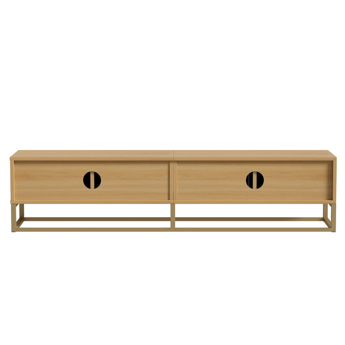 TV-SCHRANK 180cm Modern Holzmaserung 4 Türen halbrunde Griffe - Braun, Holz (32/20/62.5cm) - FLIEKS