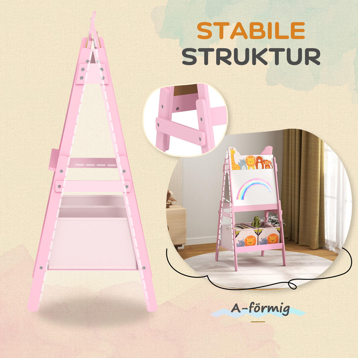 KINDERTAFEL - Rosa, Holzwerkstoff (49/113/53.5cm) - AIYAPLAY