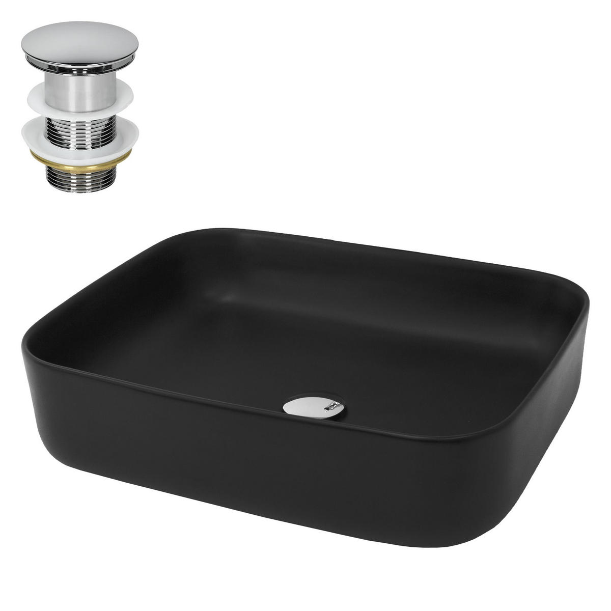 WASCHBECKEN - Schwarz, Keramik (40.5/13.5/51cm) - ML-DESIGN