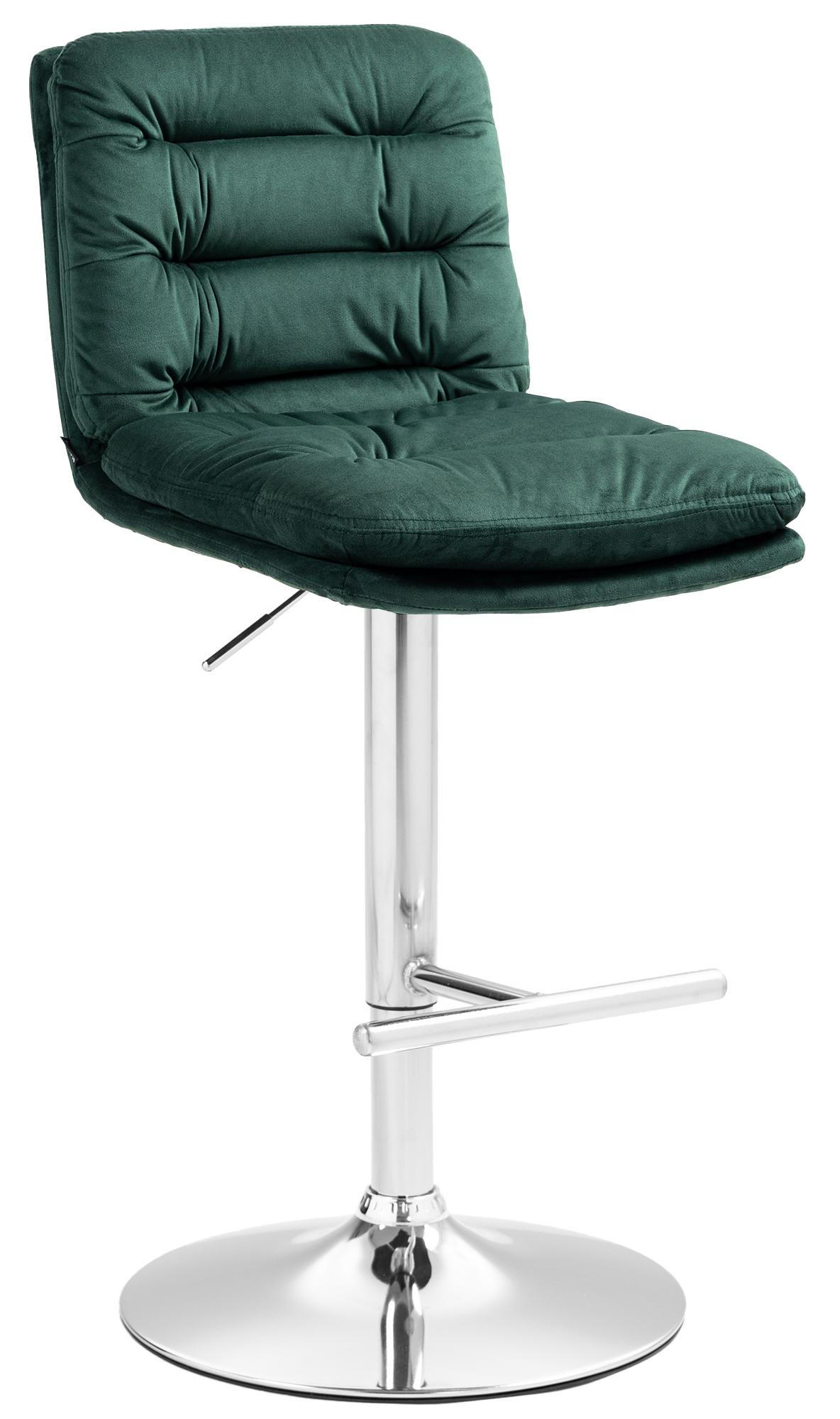 BARHOCKER Samt grün - Chromfarben/Grün, Textil/Metall (42/94/56cm) - CLP