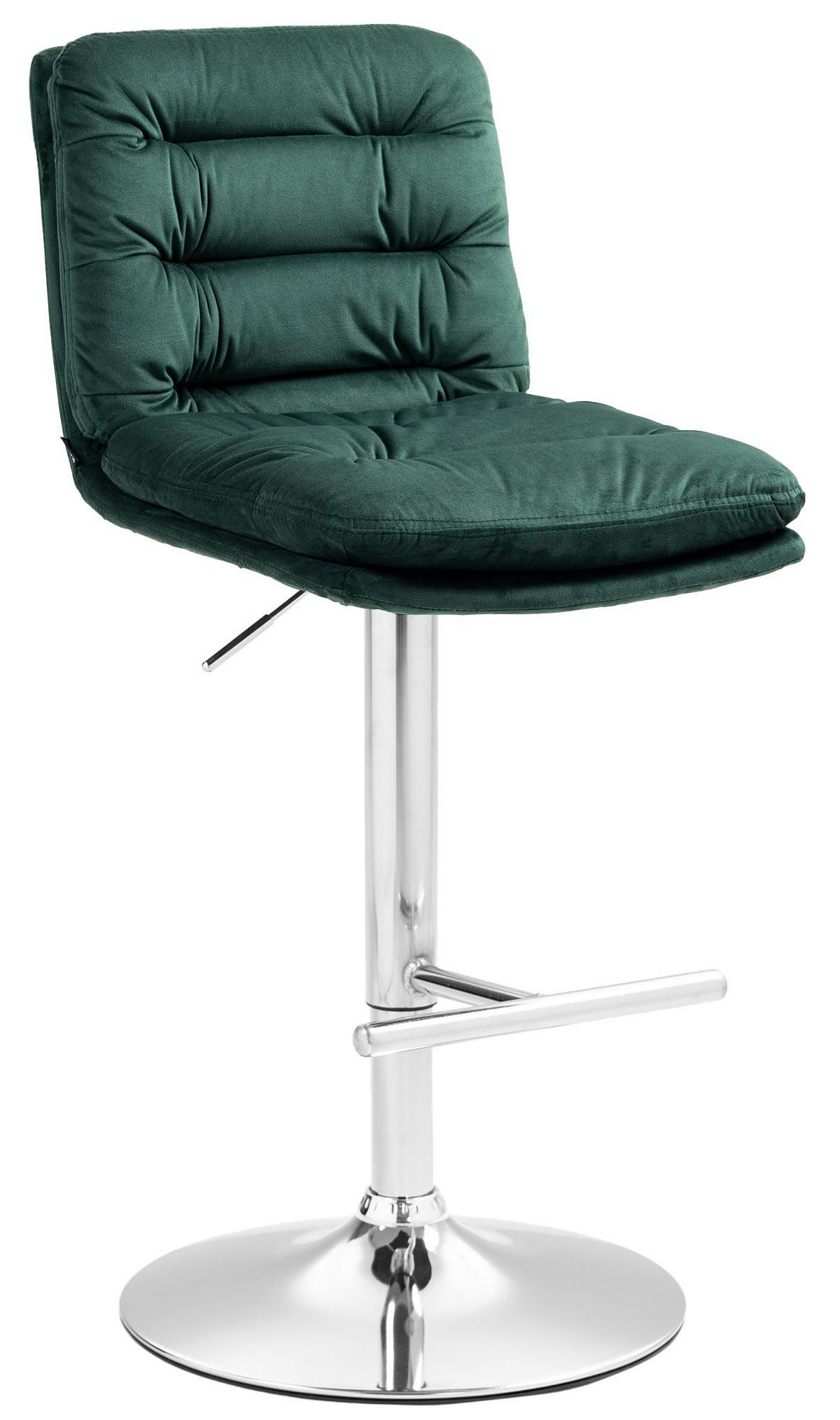 BARHOCKER Samt grün - Chromfarben/Grün, Textil/Metall (42/94/56cm) - CLP