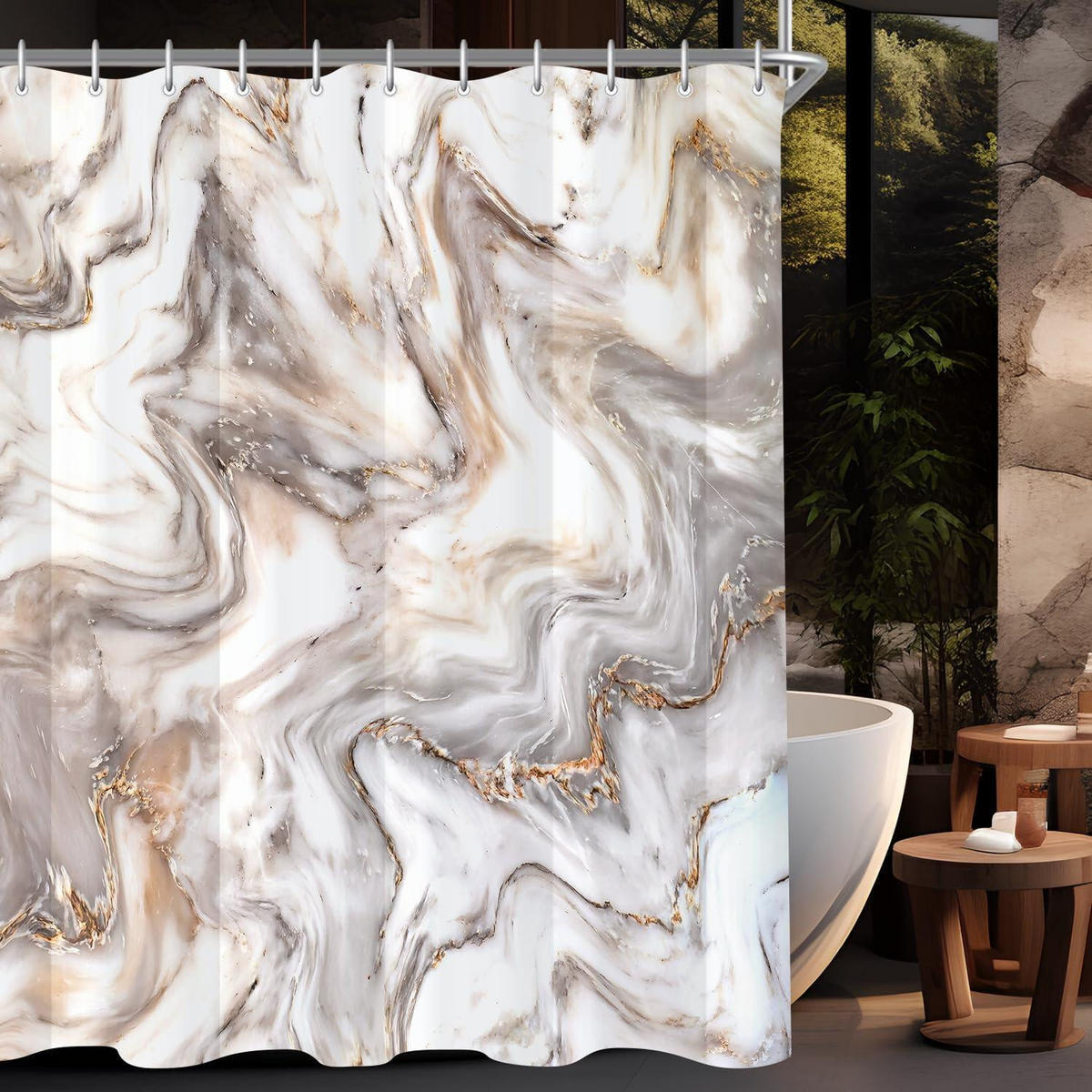 DUSCHVORHANG Marmoroptik 180 x 200 cm Textil Wasserabweisend Waschbar - Multicolor, Textil (180/200cm)