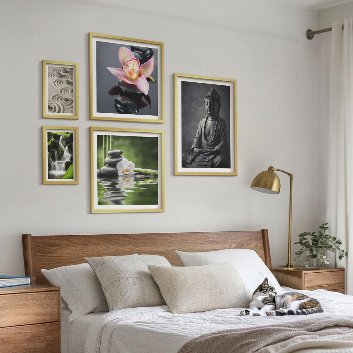 WANDBILDER 5er Set - 50x50 cm & 20x30 cm & 40x60 cm Goldrahmen - Red Accents London - Goldfarben, Kunststoff (40/60cm) - ArtPrintCave