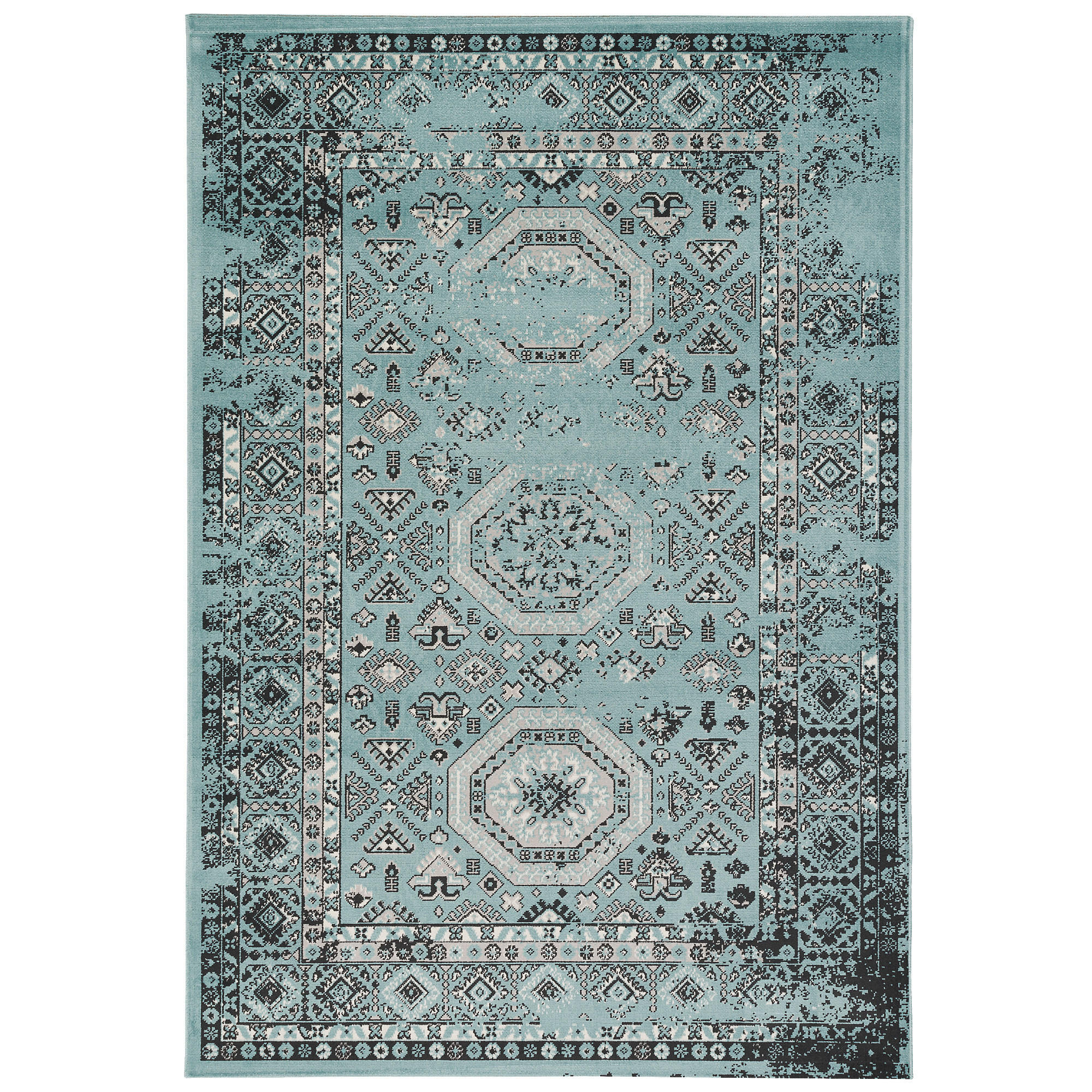 DESIGNER TEPPICH POP-VINTAGE ORIENT MODERN - Petrol, Textil (80/150cm) - Pergamon