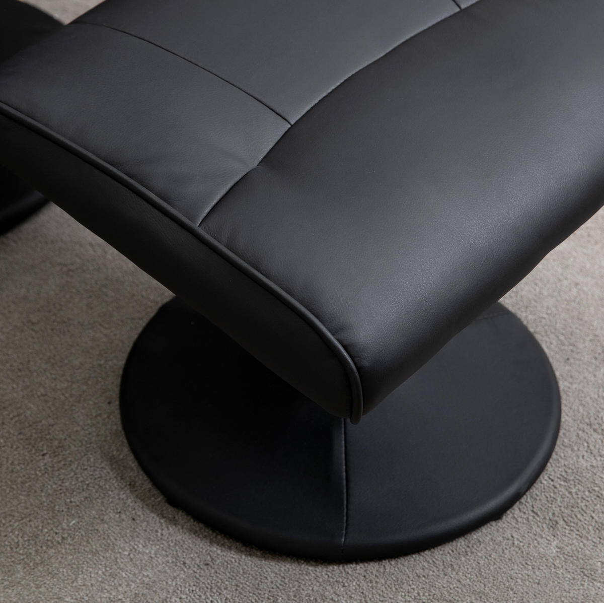 RELAXSESSEL Bonded Leather mit Massage 10 Punkte, Hocker 76/81/105 cm Schwarz - Schwarz, Kunststoff (81/105/76cm) - Redom